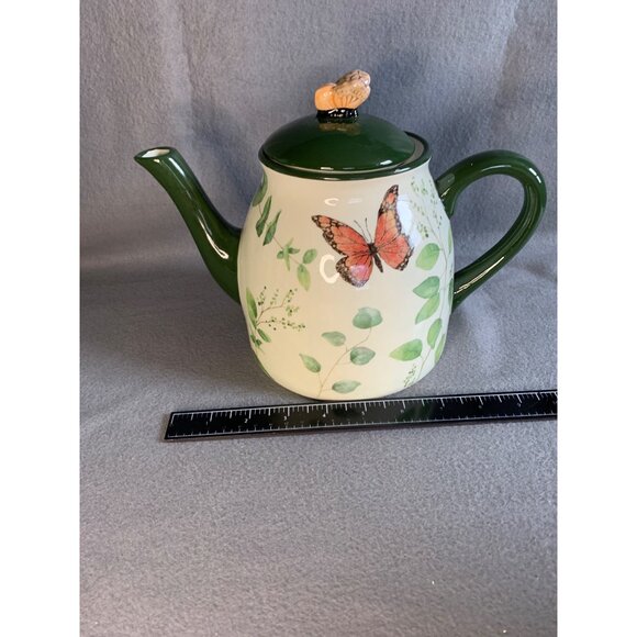 Cracker Barrel Nature Susan Winget Teapot Butterfly and Plants with box - Picture 8 of 13